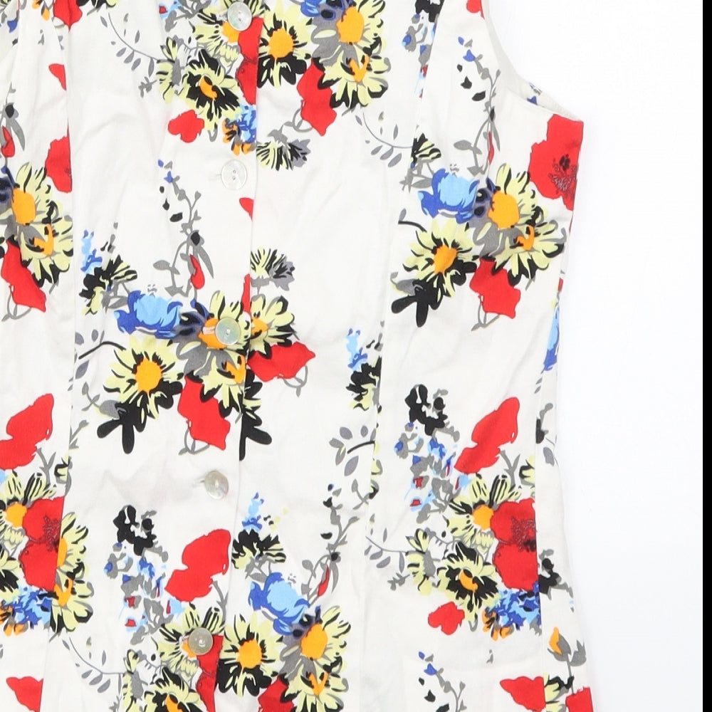 Paraphrase Womens Multicoloured Floral Cotton Basic Tank Size 14 Round Neck