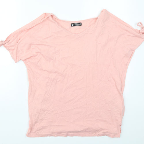 Avenue Womens Pink  Cotton Basic T-Shirt Size 12 V-Neck