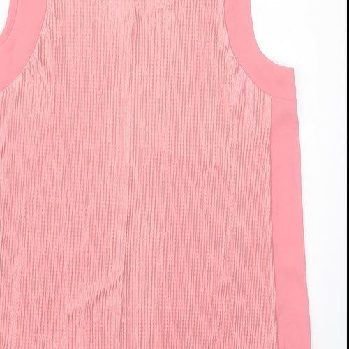 Dunnes Womens Pink  Polyester Basic Tank Size 12 Round Neck