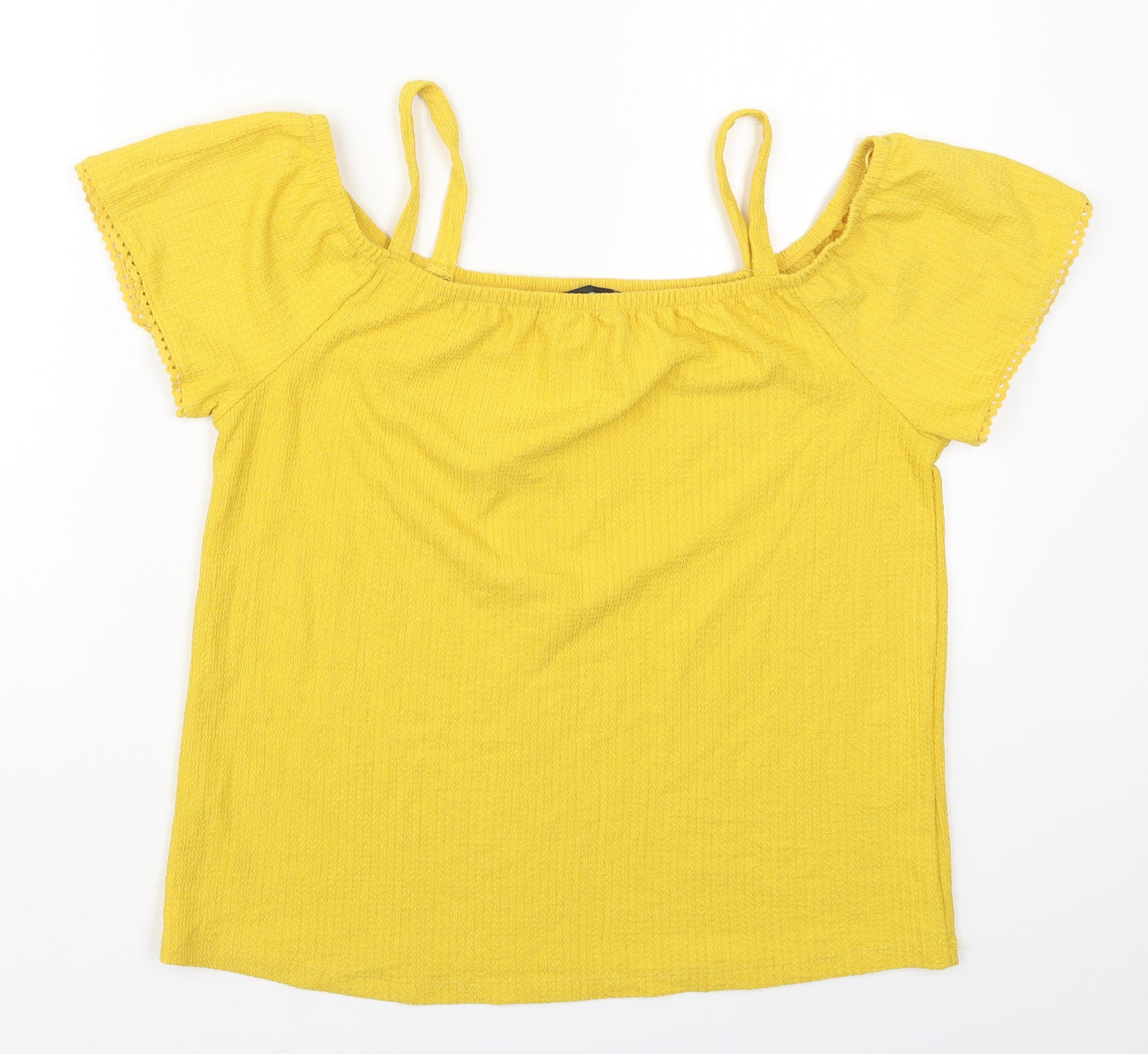 Matalan Womens Yellow  Polyester Basic T-Shirt Size 12 Round Neck