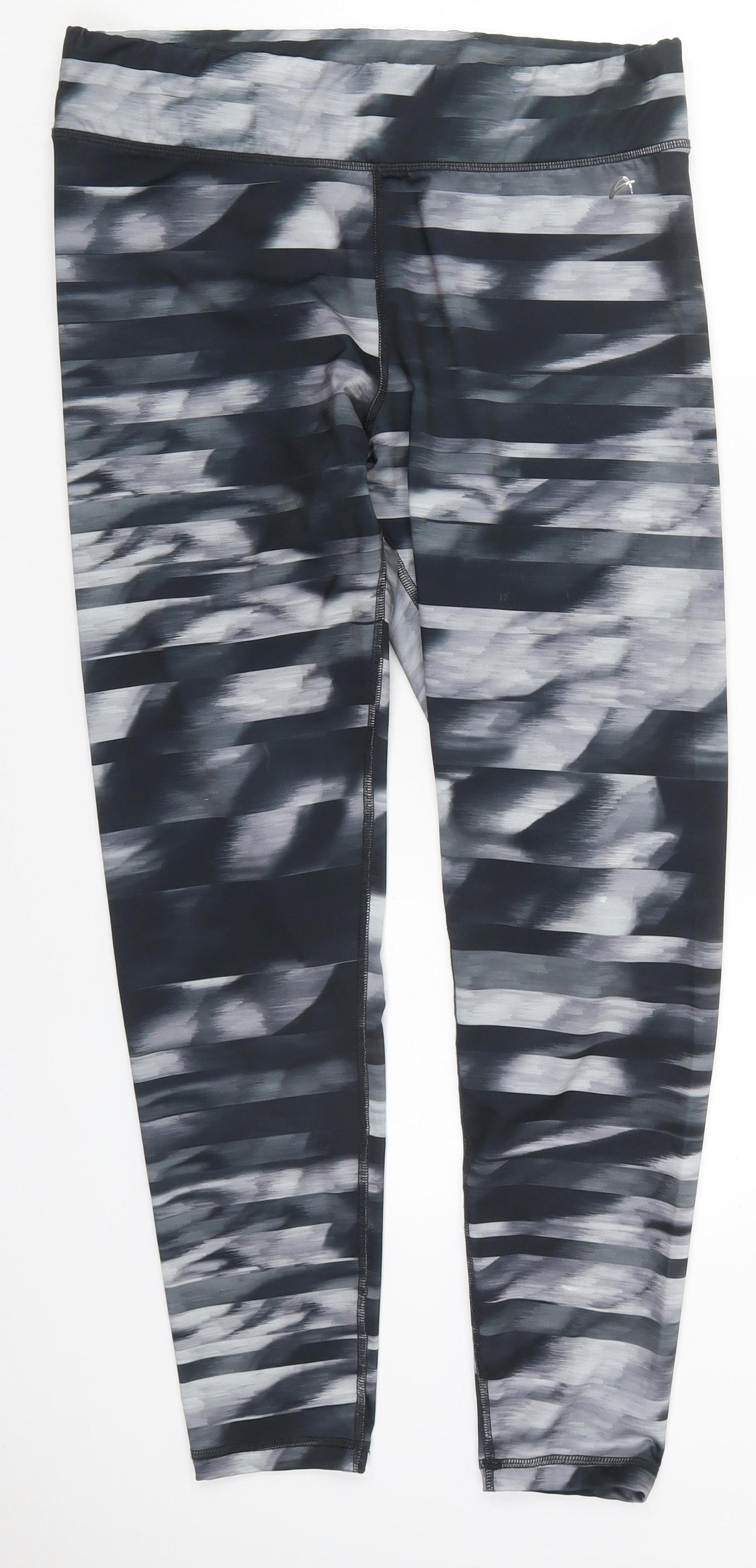 F&F Womens Grey Geometric Polyester Compression Leggings Size L L27 in Regular