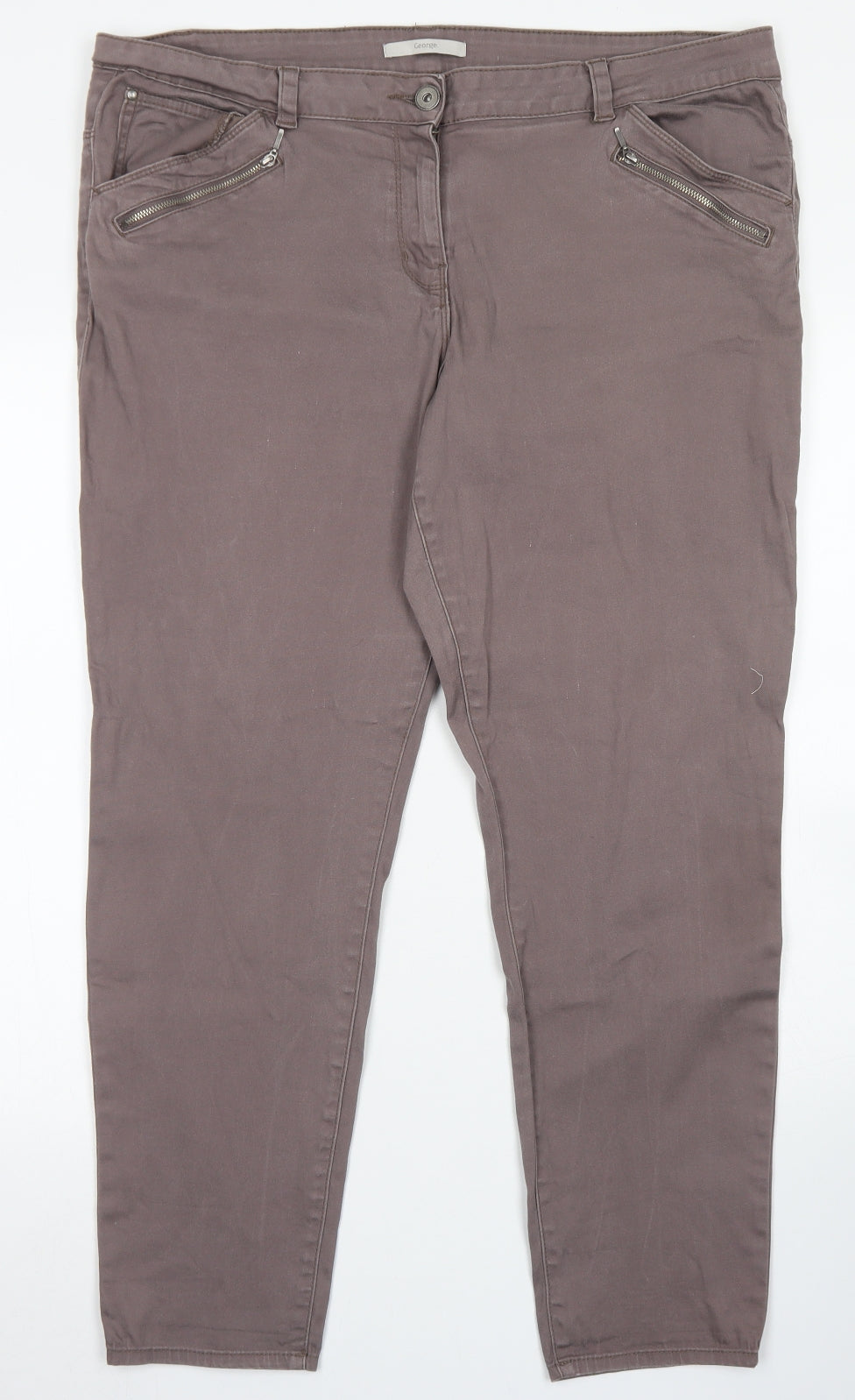 George Womens Brown  Cotton Straight Jeans Size 18 L27 in Regular Button