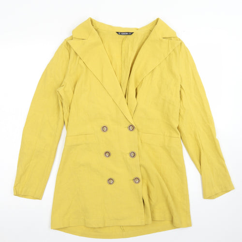 SheIn Womens Yellow  Cotton Jacket Blazer Size XS
