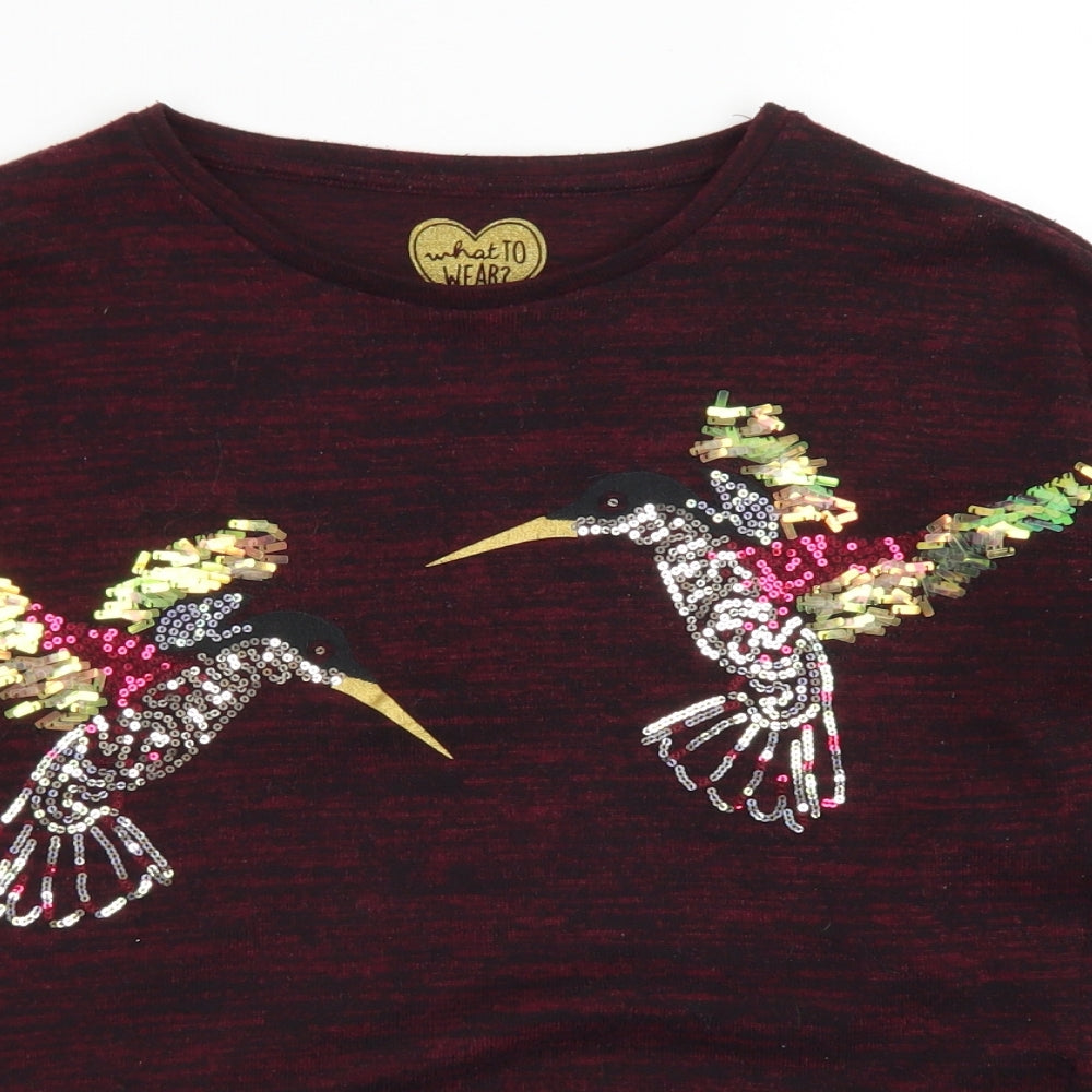 F&F Girls Purple  Polyester Basic T-Shirt Size 11-12 Years Crew Neck  - Birds