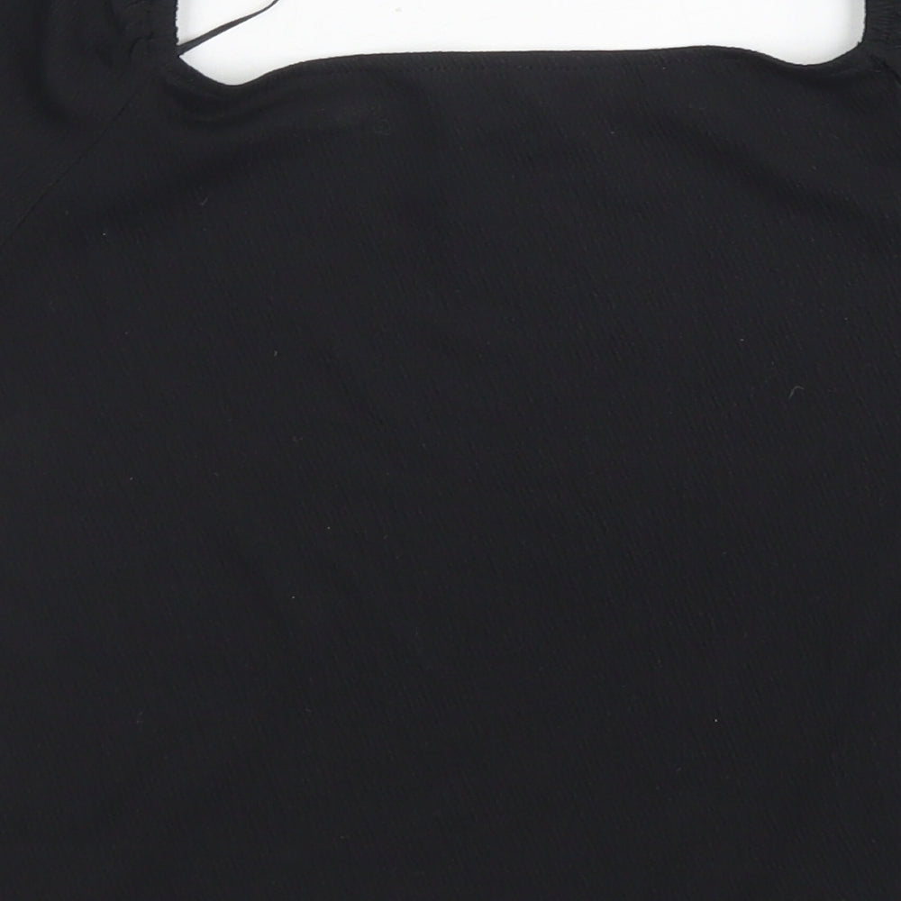 H&M Girls Black  Polyester Basic T-Shirt Size 10-11 Years Square Neck  - Puff Sleeve
