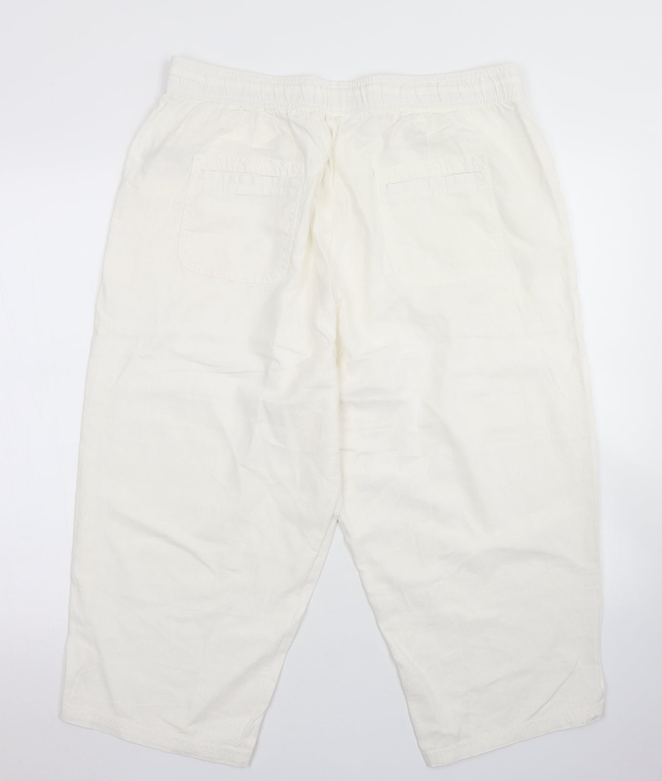 Evans Womens White  Linen Cargo Shorts Size 16 L20 in Regular Drawstring