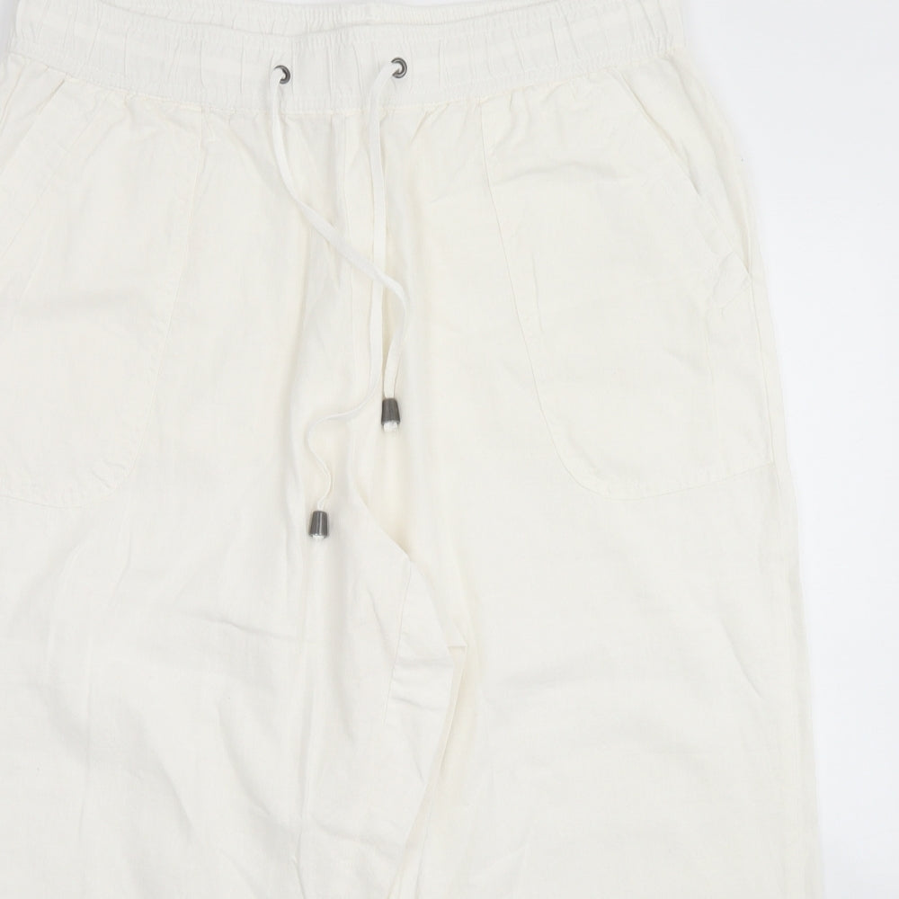 Evans Womens White  Linen Cargo Shorts Size 16 L20 in Regular Drawstring