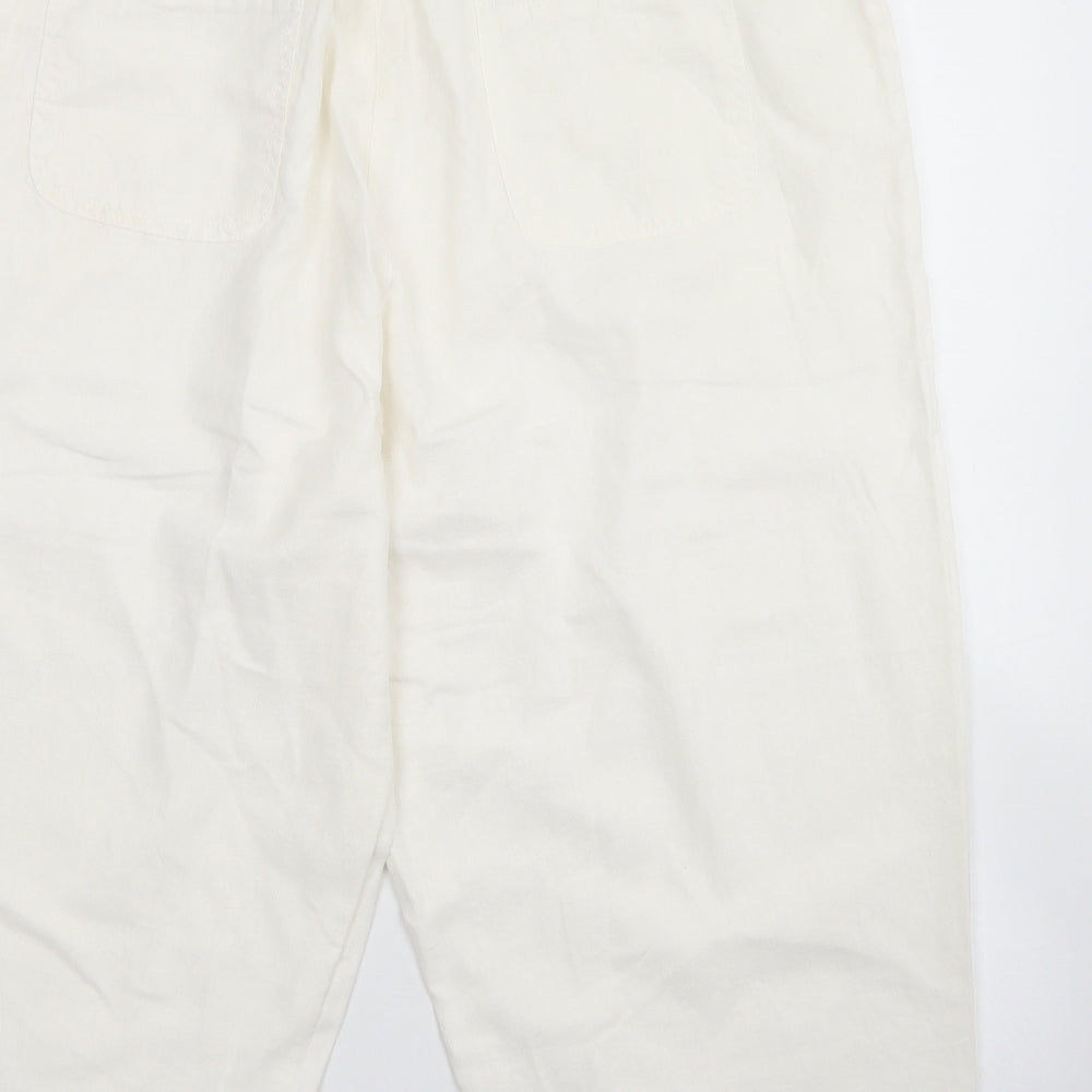 Evans Womens White  Linen Cargo Shorts Size 16 L20 in Regular Drawstring