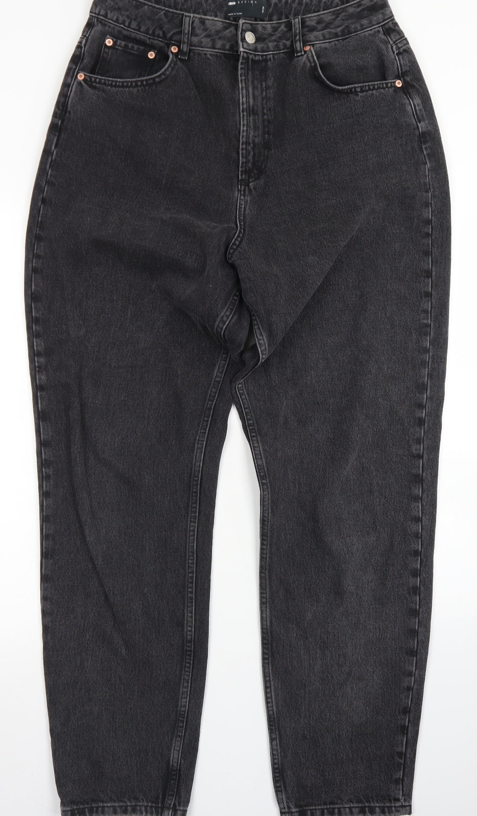 ASOS Womens Black  Cotton Mom Jeans Size 30 in L32 in Regular Button