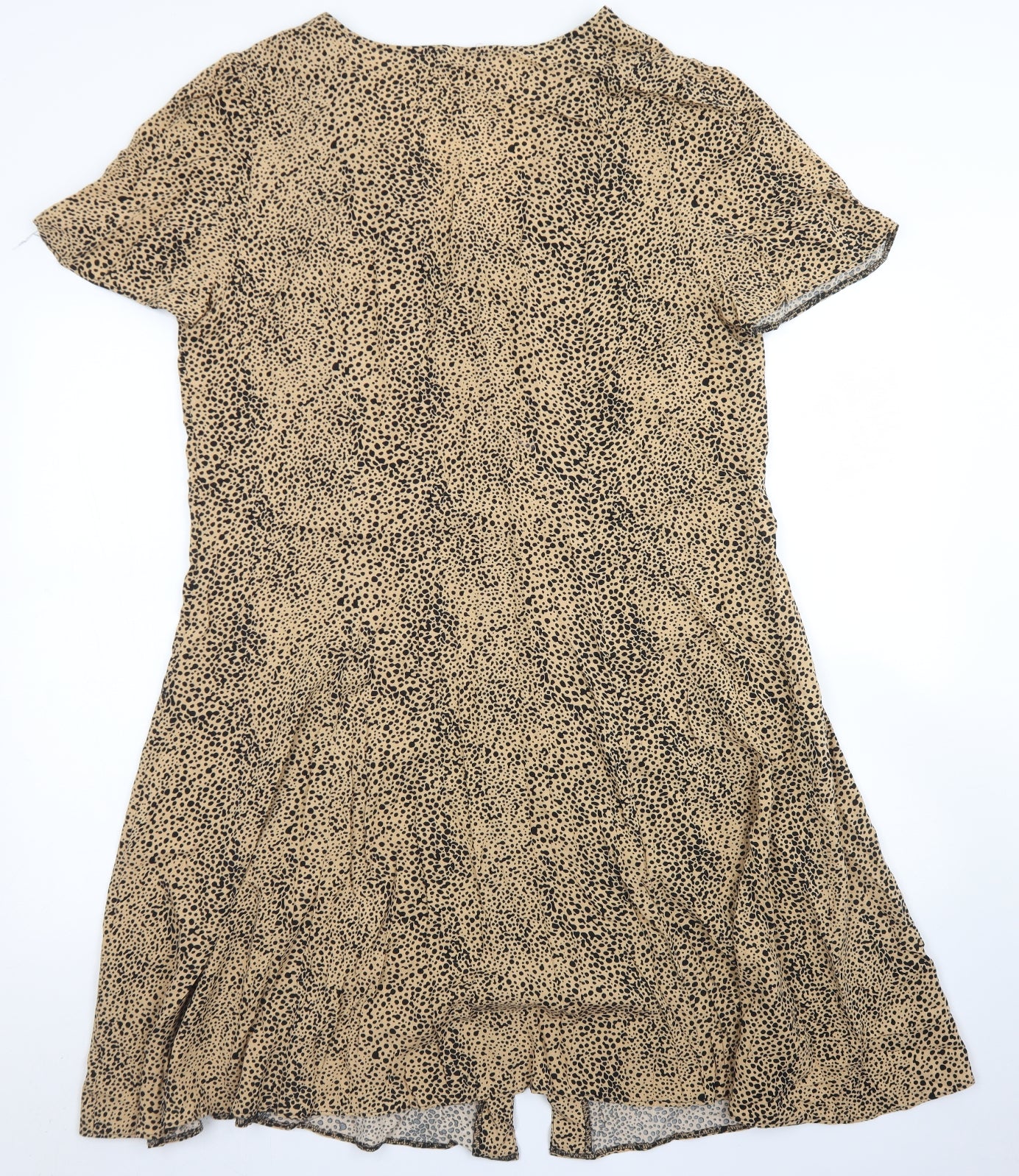 Papaya Womens Brown Animal Print Viscose Fit & Flare  Size 18  V-Neck Button