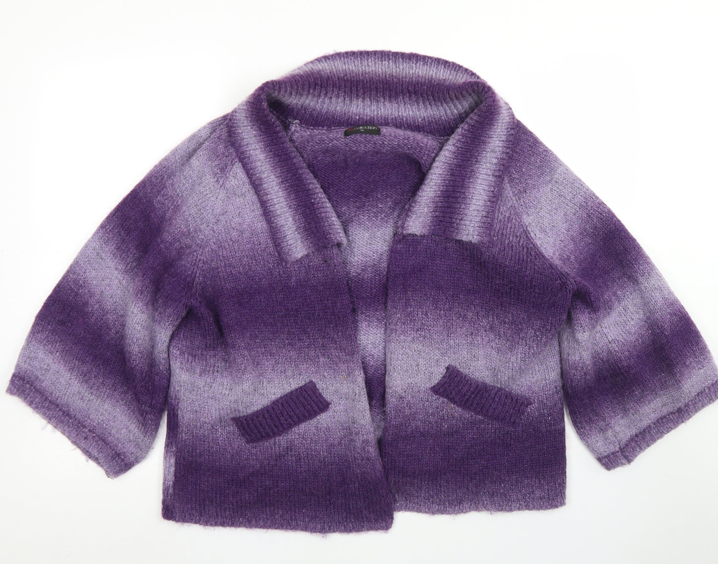 BM Collection Womens Purple Collared  Acrylic Cardigan Jumper Size 16