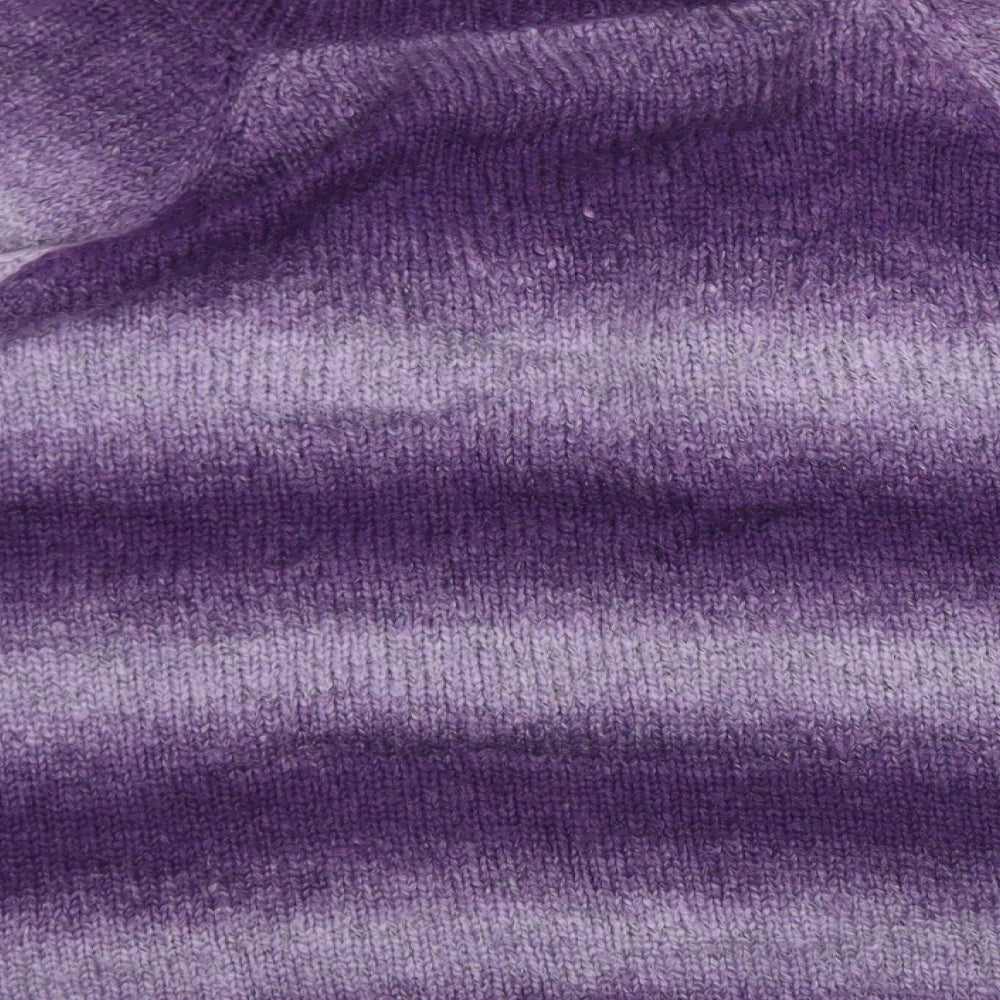 BM Collection Womens Purple Collared  Acrylic Cardigan Jumper Size 16