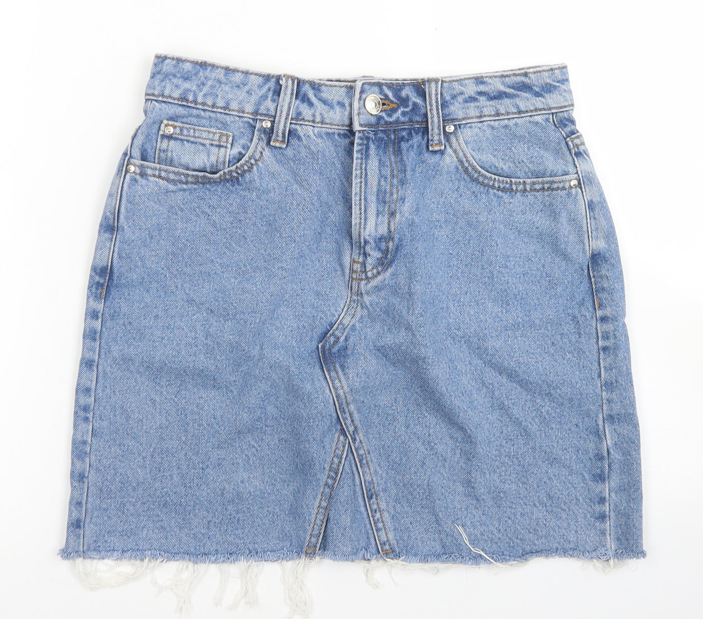 Denim Co Womens Blue  Cotton A-Line Skirt Size 6   Button