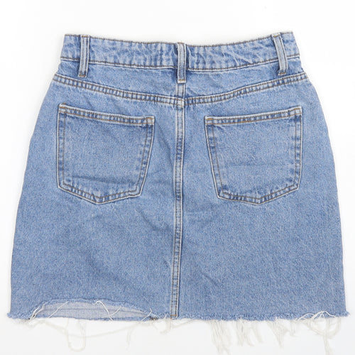 Denim Co Womens Blue  Cotton A-Line Skirt Size 6   Button