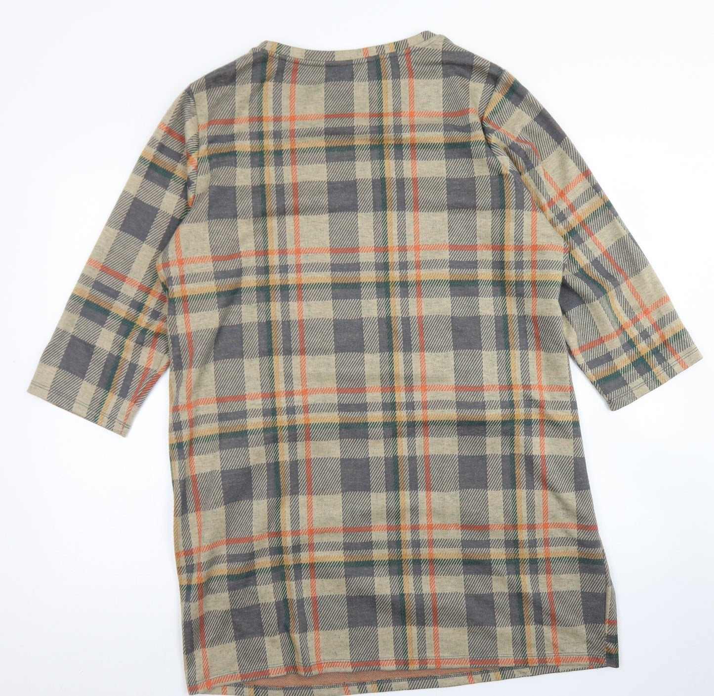 TU Womens Brown Plaid Polyester A-Line  Size 18  Round Neck