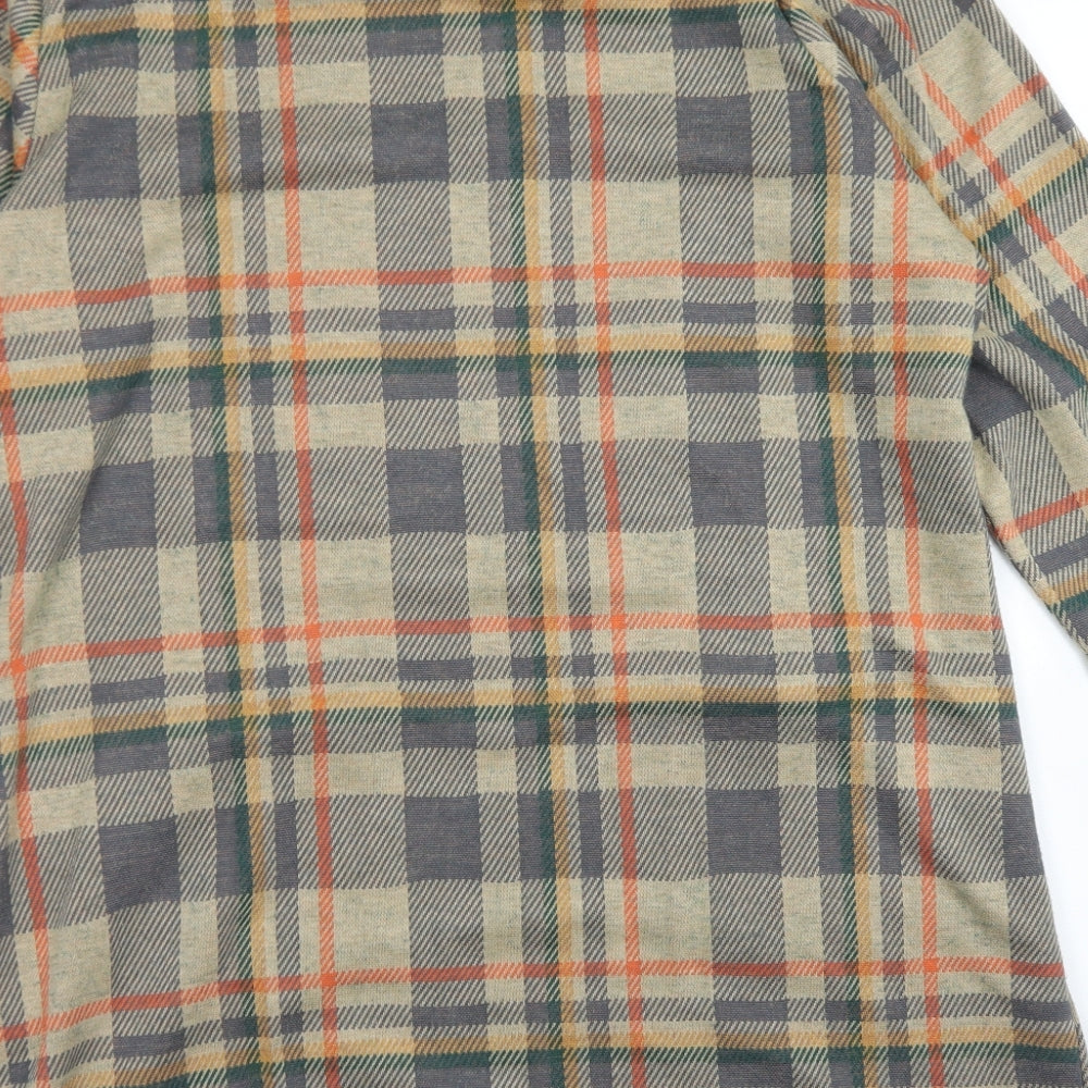 TU Womens Brown Plaid Polyester A-Line  Size 18  Round Neck