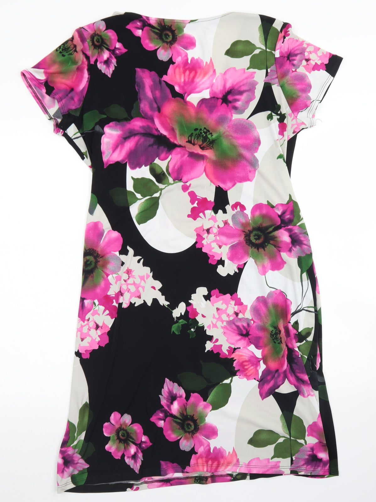 M&Co Womens Black Floral Polyester Sheath  Size 18  V-Neck
