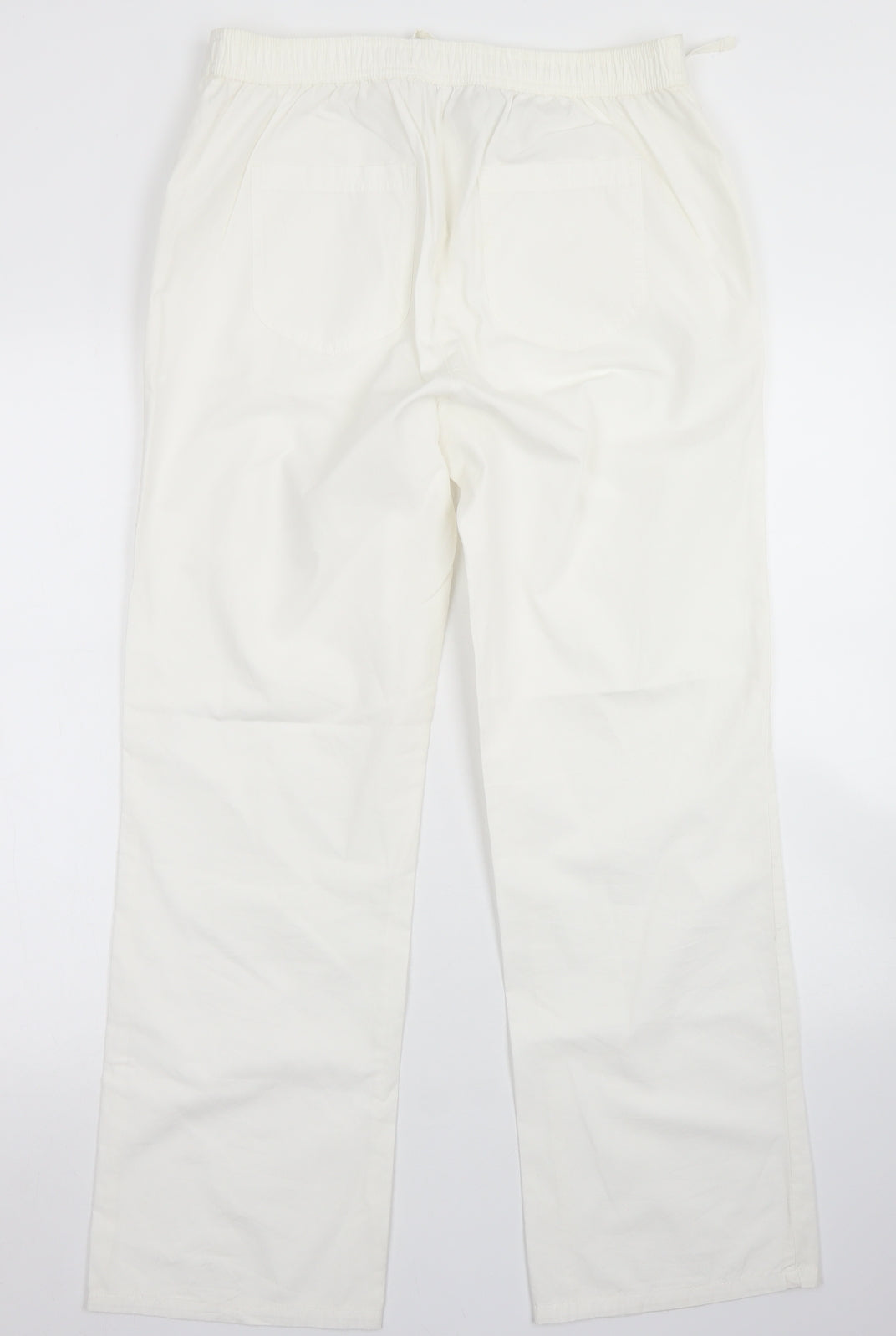 Classic Womens White  Cotton Cargo Trousers Size 12 L28 in Regular Drawstring