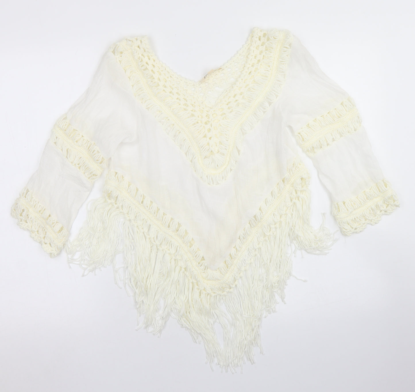 Rebellion Womens White  Polyester Basic Blouse Size M Round Neck