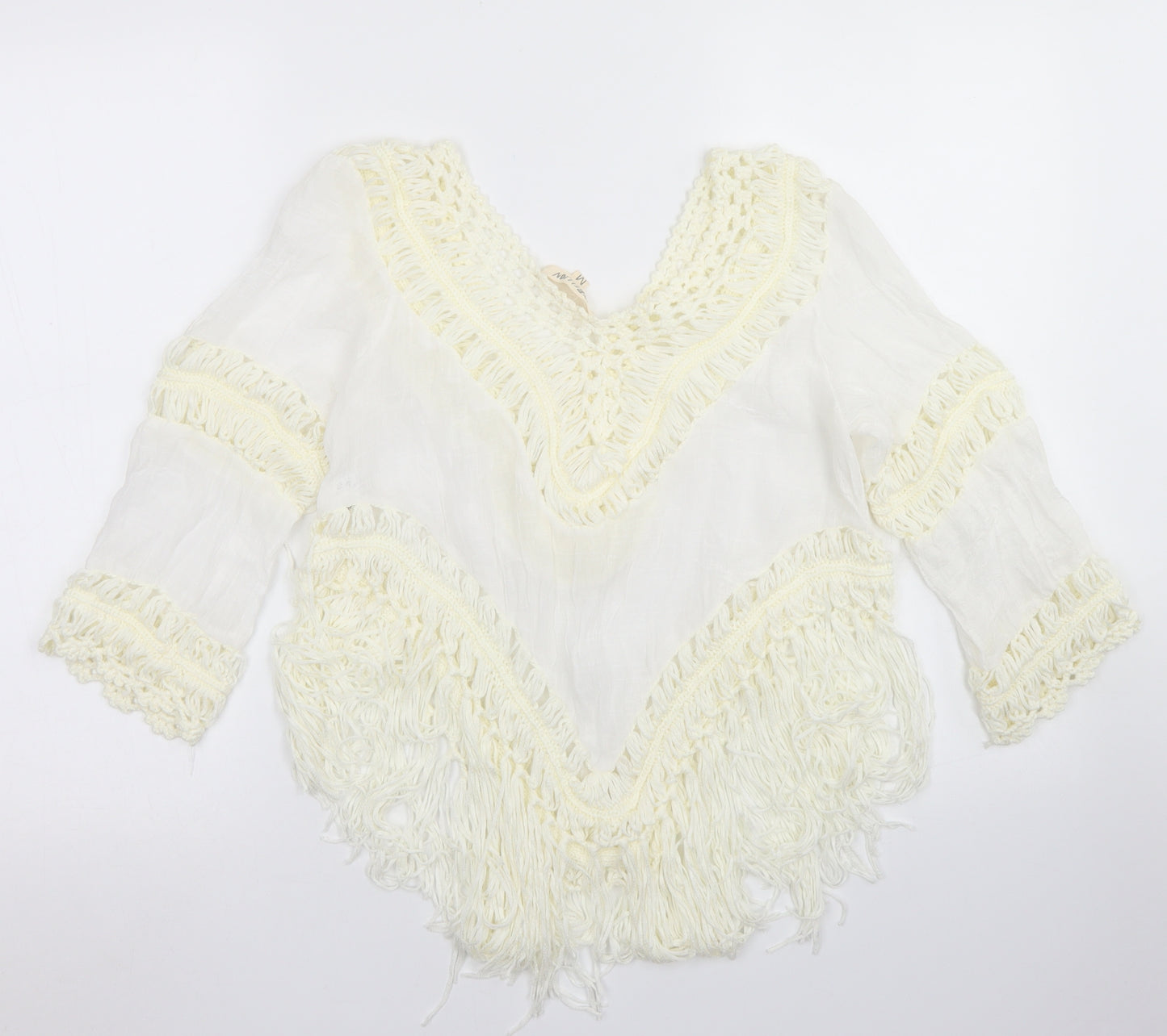 Rebellion Womens White  Polyester Basic Blouse Size M Round Neck