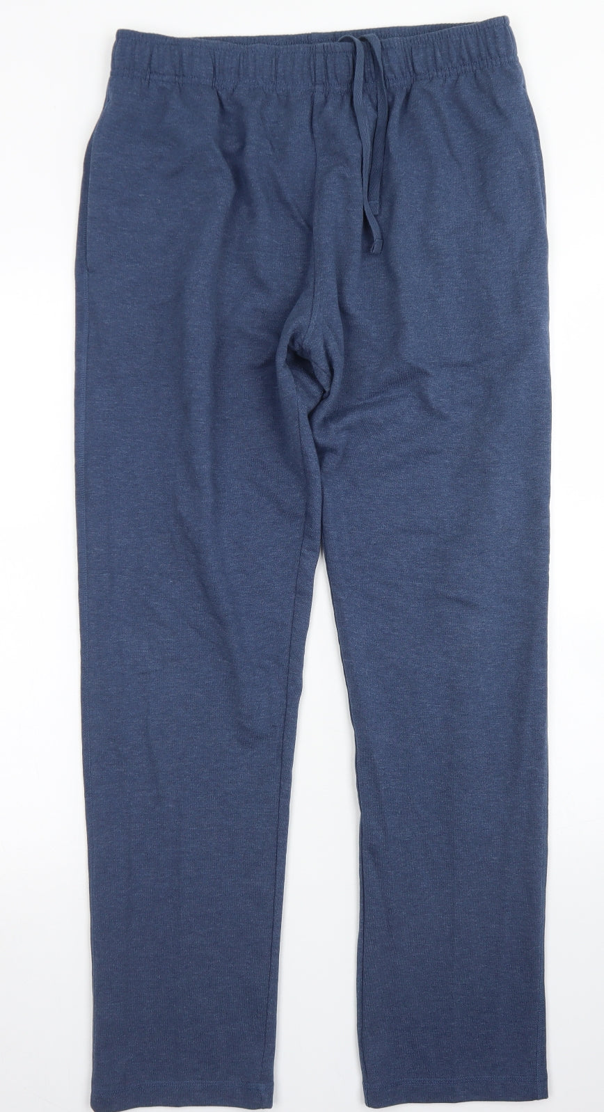 M&S Mens Blue  Cotton Jogger Trousers Size 32 in L30 in Regular Drawstring
