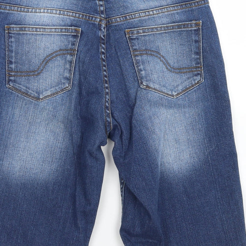 Fat Face Womens Blue  Cotton Bermuda Shorts Size 10 L9 in Regular Button