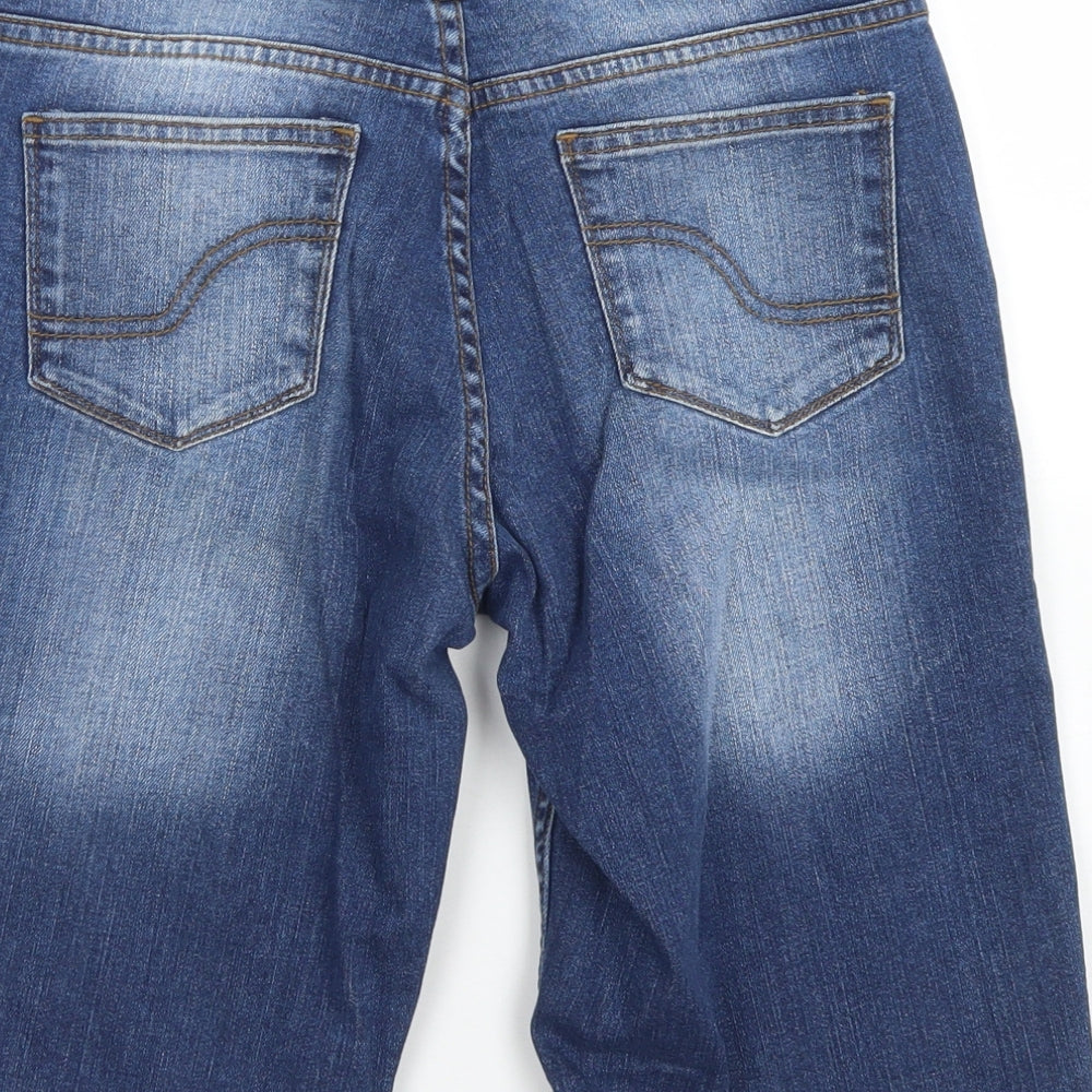 Fat Face Womens Blue  Cotton Bermuda Shorts Size 10 L9 in Regular Button