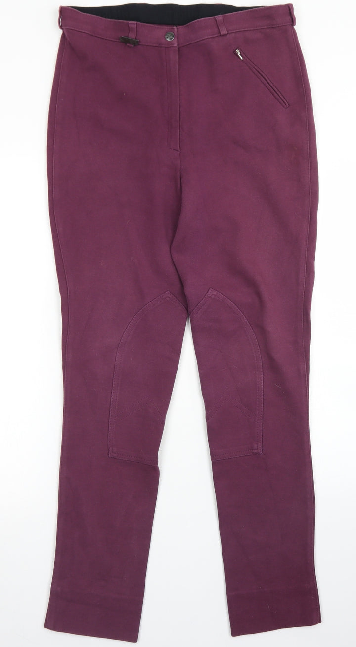 Dublin Womens Purple Cotton Chino Trousers Size 18 L29 in Regular Hook & Eye