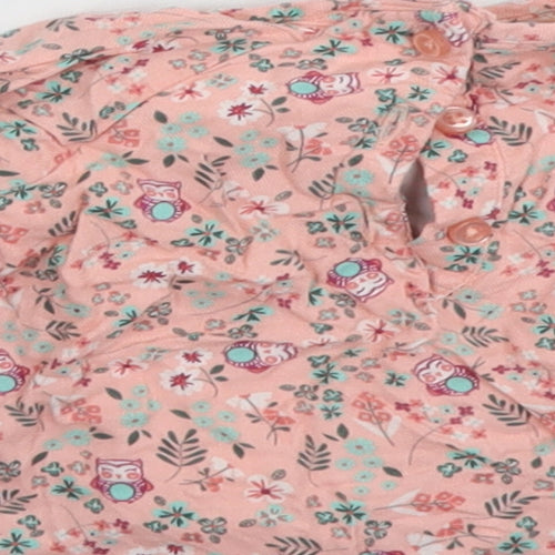 M&Co Girls Pink Floral Viscose Basic Blouse Size 0-3 Months Round Neck