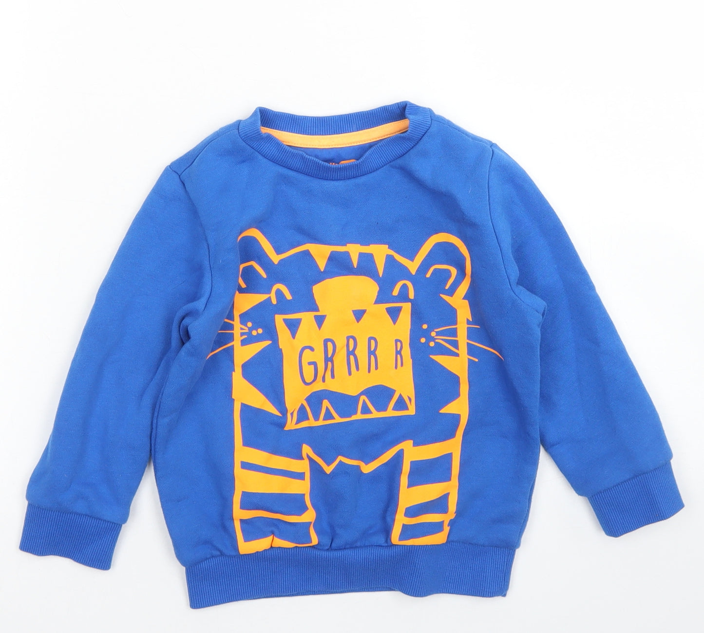 F&F Boys Blue  Cotton Pullover Sweatshirt Size 3-4 Years   - Tiger