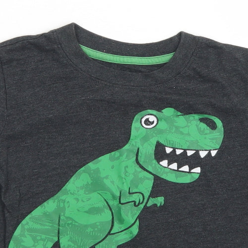 Circo Boys Grey  Cotton Basic T-Shirt Size 5 Years Crew Neck  - Dinosaur