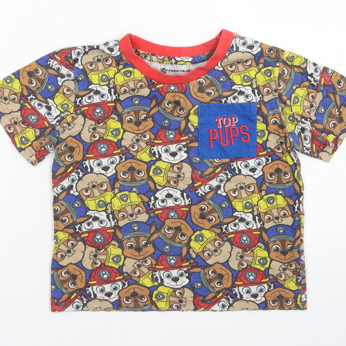 Character.Com Boys Blue Spotted Cotton Basic T-Shirt Size 5 Years Crew Neck  - Paw Patrol