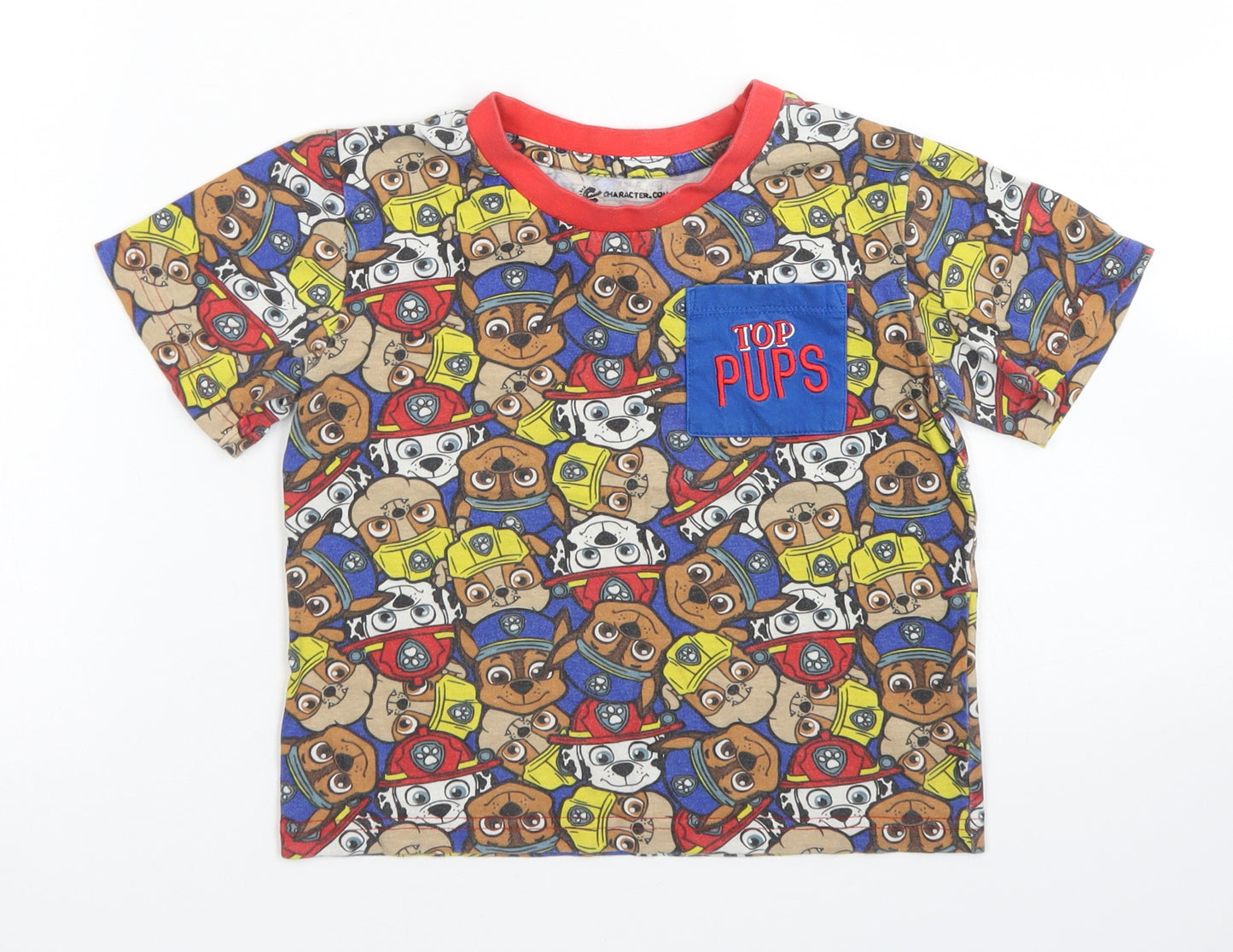 Character.Com Boys Blue Spotted Cotton Basic T-Shirt Size 5 Years Crew Neck  - Paw Patrol