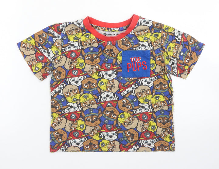 Character.Com Boys Blue Spotted Cotton Basic T-Shirt Size 5 Years Crew Neck  - Paw Patrol