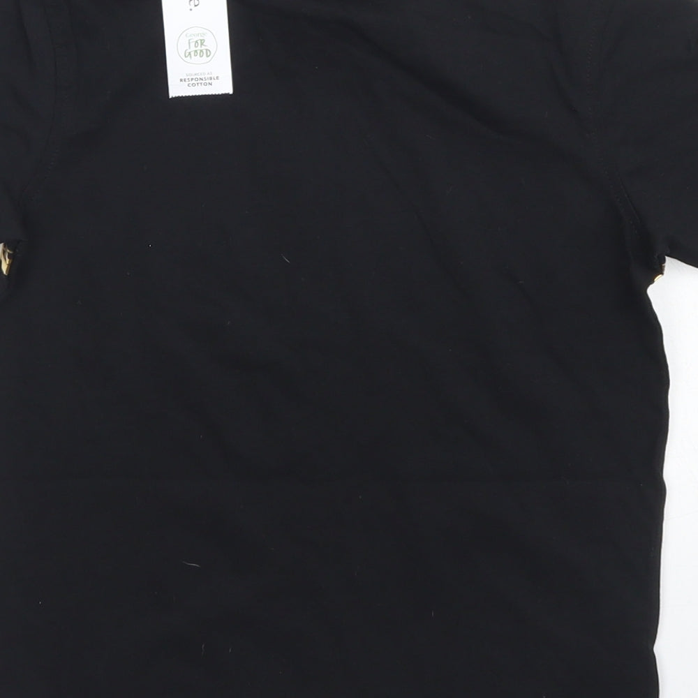 George Boys Black  Cotton Basic T-Shirt Size 5-6 Years Crew Neck