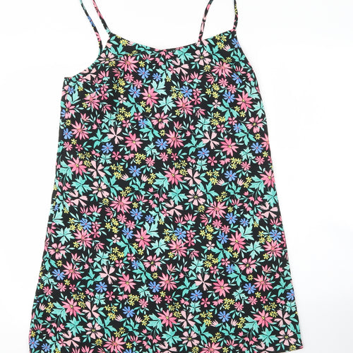 Primark Womens Black Floral Polyester A-Line  Size 12  V-Neck