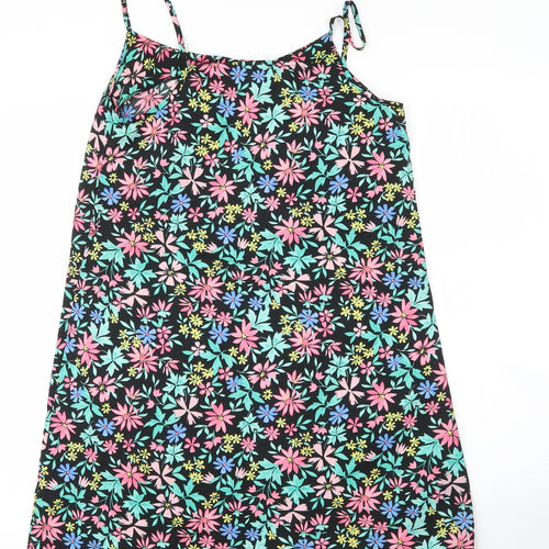 Primark Womens Black Floral Polyester A-Line  Size 12  V-Neck