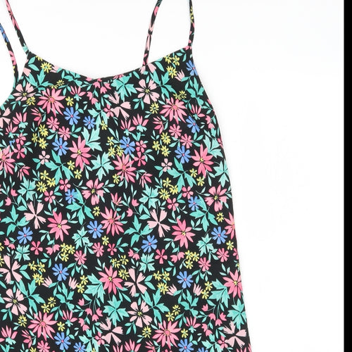 Primark Womens Black Floral Polyester A-Line  Size 12  V-Neck