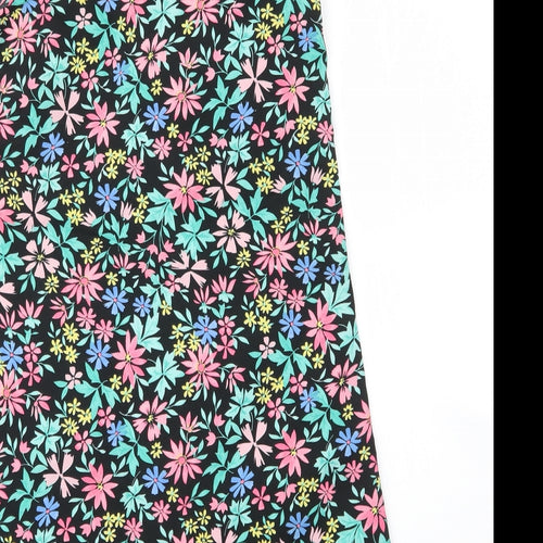 Primark Womens Black Floral Polyester A-Line  Size 12  V-Neck