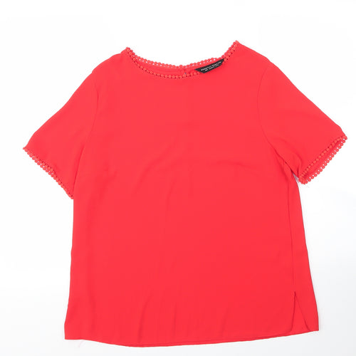 Dorothy Perkins Womens Red  Polyester Basic Blouse Size 12 Round Neck