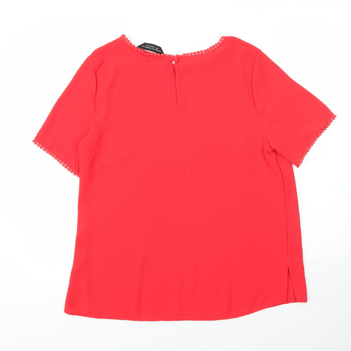 Dorothy Perkins Womens Red  Polyester Basic Blouse Size 12 Round Neck