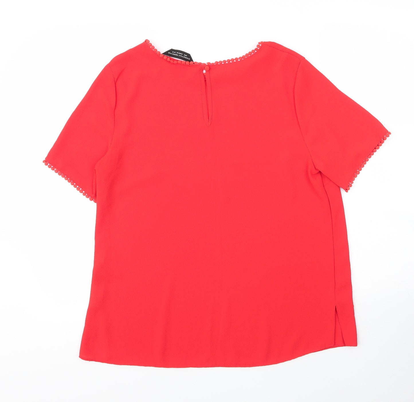 Dorothy Perkins Womens Red  Polyester Basic Blouse Size 12 Round Neck