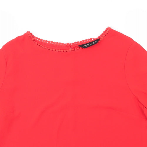 Dorothy Perkins Womens Red  Polyester Basic Blouse Size 12 Round Neck