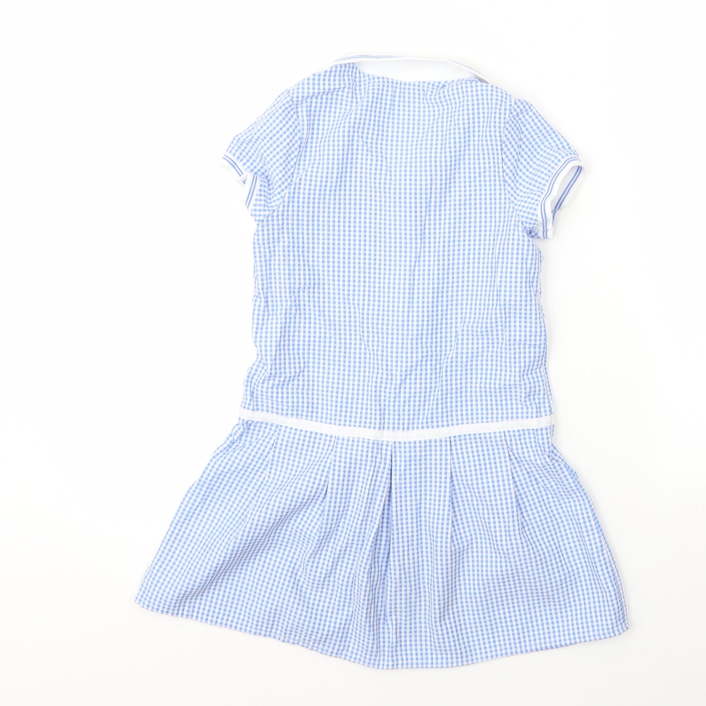 George Girls Blue Check Cotton A-Line  Size 4 Years  Collared Zip