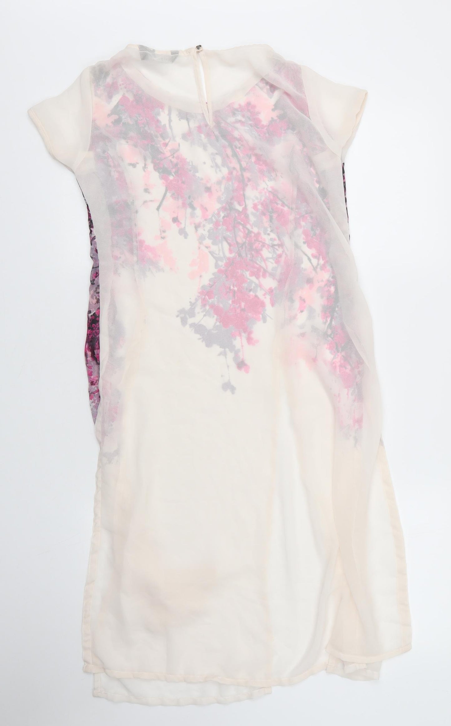 Melange Womens Beige Floral Polyester Shift  Size M  Round Neck