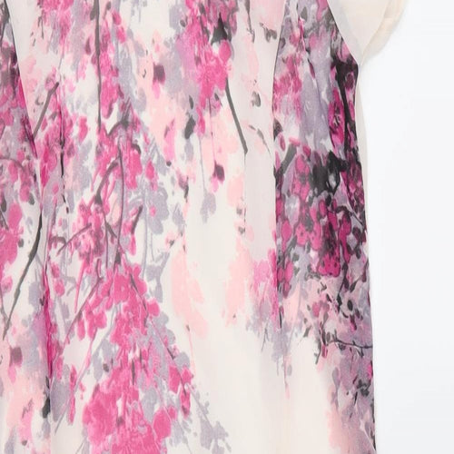 Melange Womens Beige Floral Polyester Shift  Size M  Round Neck