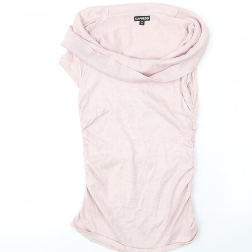Express Womens Pink  Nylon Basic Blouse Size XS Cowl Neck