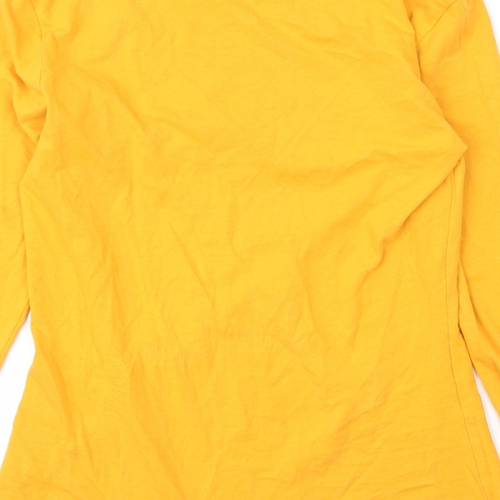 M&S Womens Yellow  Cotton Basic T-Shirt Size 8 Boat Neck