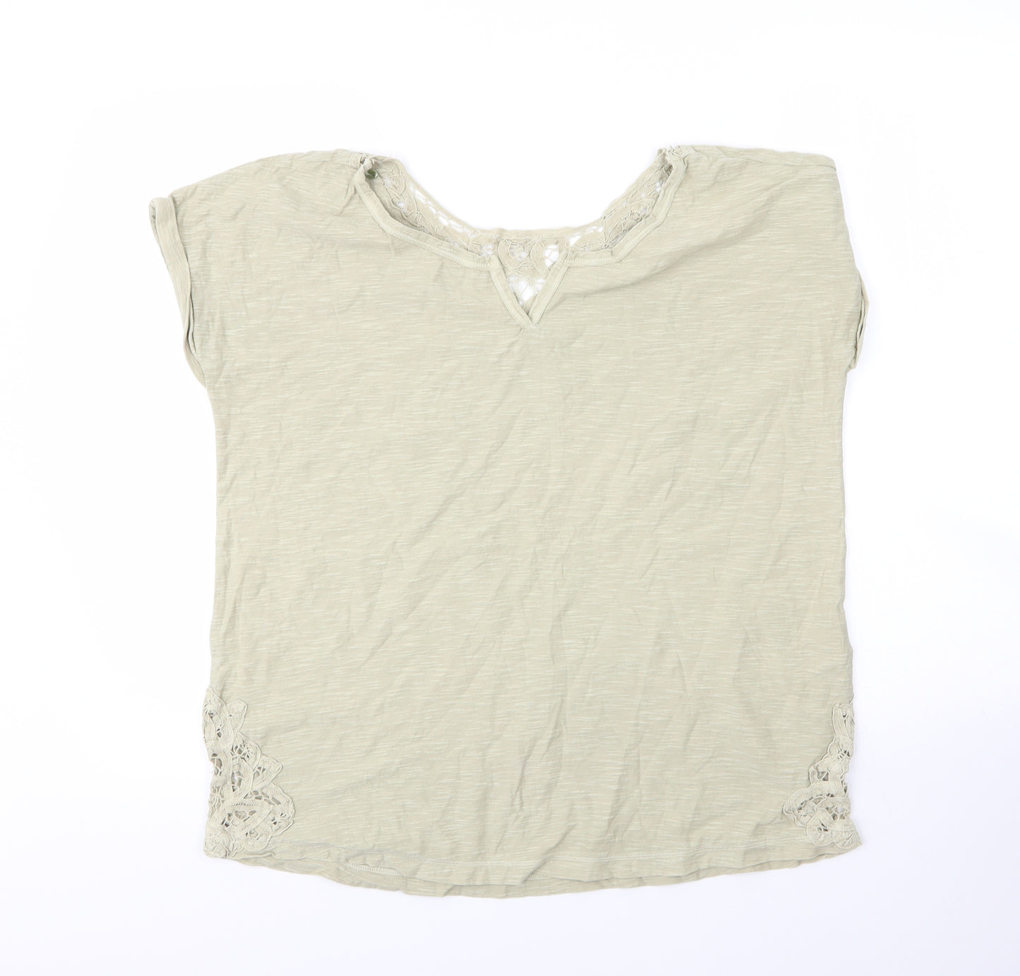 NEXT Womens Green  Cotton Basic T-Shirt Size 12 Round Neck
