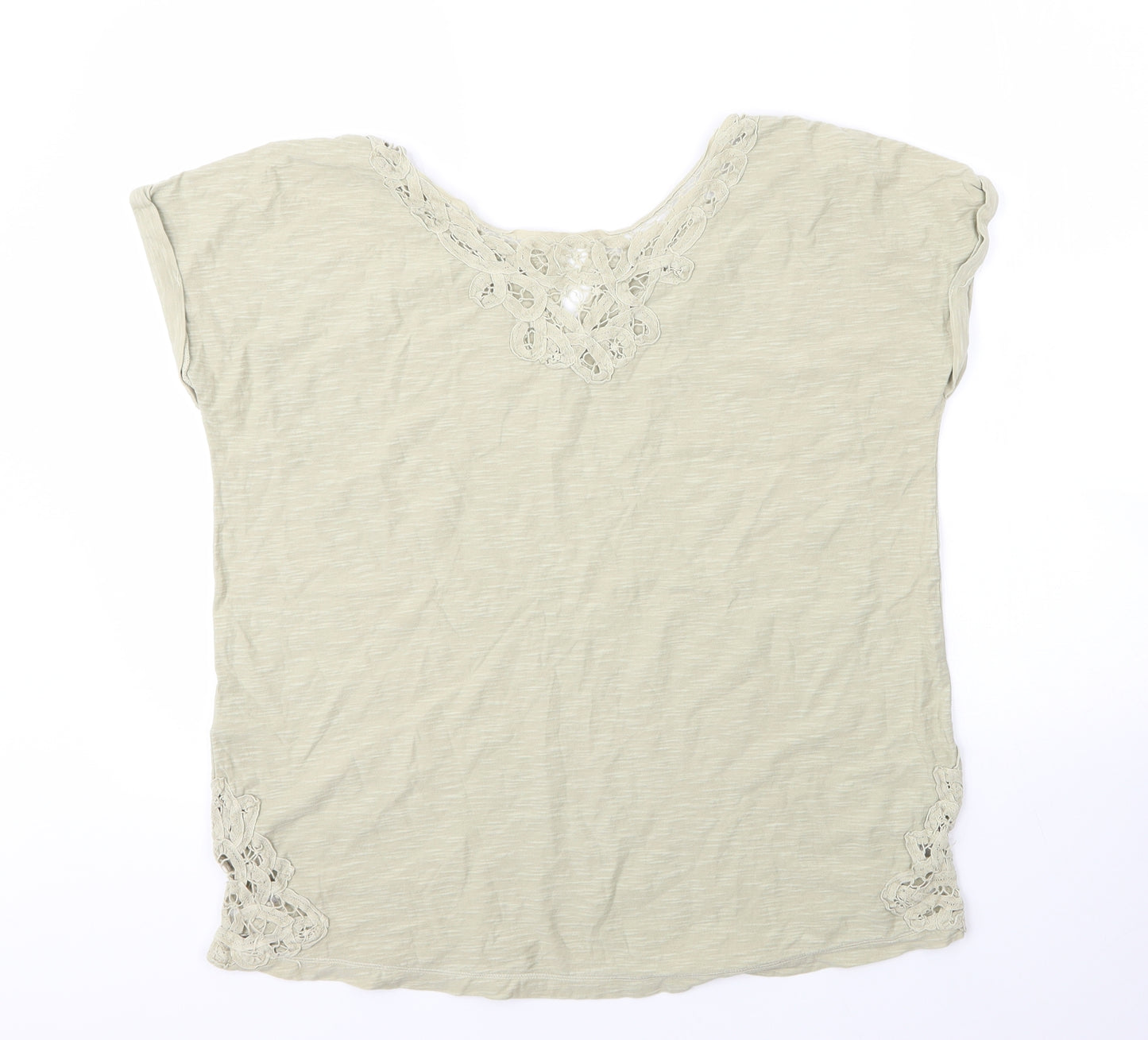 NEXT Womens Green  Cotton Basic T-Shirt Size 12 Round Neck